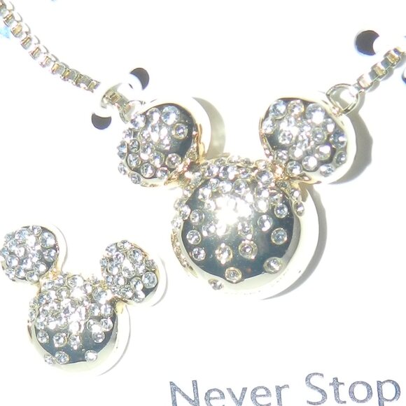 DISNEY MICKEY MINNIE MOUSE NECKLACE AND EARRINGS SET🆕📦⌚🏃💨⚡🚚 - Picture 4 of 12